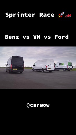 VW Crafter vs Ford Transit vs Mercedes Sprinter Drag Race