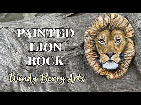 Painted Lion Rock | Bold & Majestic Animal Art on Stone