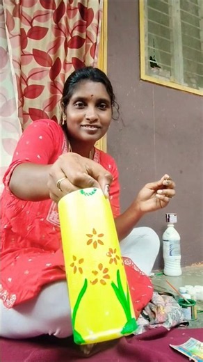 🏵️Needs some intelligence #bottle painting#homemade useful items#acrylic paint plastic bottle