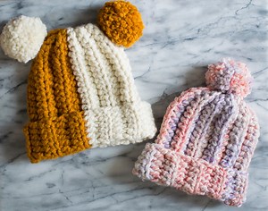Crochet Ribbed Hat Pattern / Color Blocked Beanie, Chunky Yarn, Step by Step Photos and Detailed Instruction, Child and Adult Sizes PDF - Etsy