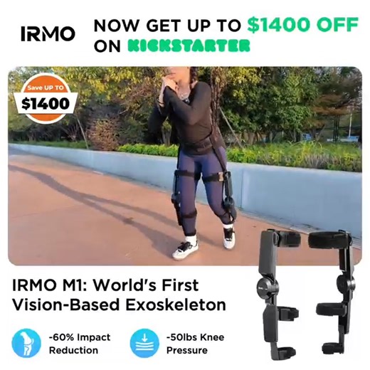 IRMO:World's First Vision-Based Exoskeleton 🎯AI Analyse Gait/Movement 📸Camera Vision-based Power Adjust 🦵Reduce 60% Impact on Knees 🦵Battery Last up to 6 Hours 🦵20 secs Quick Wear ⚙️ Four Modes Perfectly Match Your Movement | IRMO M1