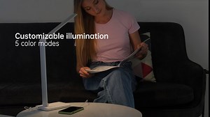 White crown LED Desk Lamp Dimmable Table Lamp Reading Lamp with USB Charging Port, 5 Lighting Modes, Sensitive Control, 30/60 Minutes Timer (White, First-Generation)