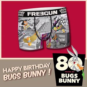 2.7K views · 68 reactions | Bugs bunny fête ses 80 ans !  Nos derniers modèles pour homme et enfant sont dispos ici : https://bit.ly/3f7JQ1Z #BugsBunny #LooneyTunes #BugsBunny80 #underwear | Freegun | Facebook