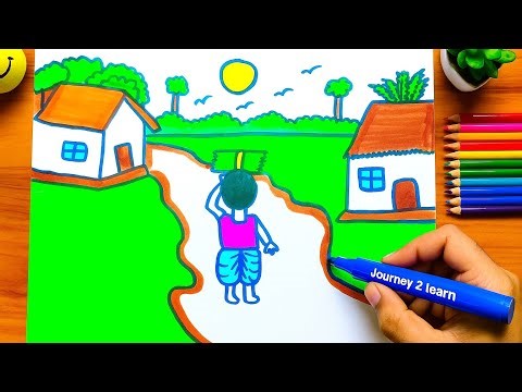 How to Draw a Beautiful Village Scene | Easy & Fun Drawing for Beginners | Step by Step Tutorial