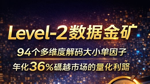 Level-2数据金矿！94个多维度解耦大小单因子，年化36%超越市场的量化利器