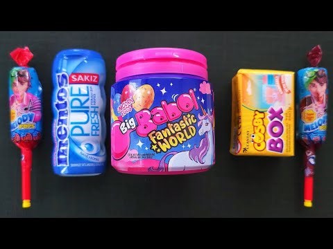 Satisfying Video ASMR Unboxing Giant Unicorn Eggs Big Bubble Gum Fantastic World Melody Pop Lollipop