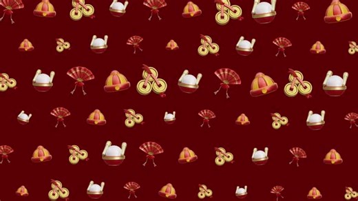 Chinese New Year Lucky Symbols Seamless Loop Background