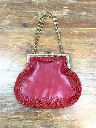 Vintage Red Leather Lace up Purse "mister Simon Ernest" Made in Italy Gold Adjustable Chain - Etsy