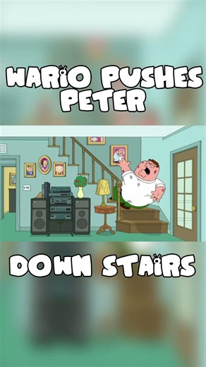 Wario Pushes Peter Downstairs (Smash X Family Guy)