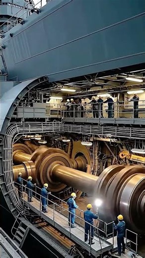 巨大な船舶エンジンの建設！エンジニアリング #shipengine #engineering #naval #shorts #trendingnow