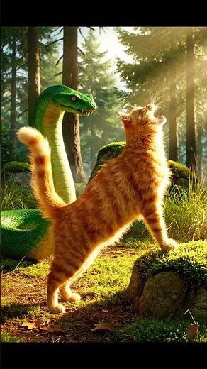 Brave Cat vs Giant Snake | Unbelievable Real Fight in Jungle | Cat Saves Itself Heroically #cats