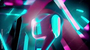 Abstract composition with dynamic neon lines and highlights. the illusion of movement and energy around the contours. Concept: digital art and modernism