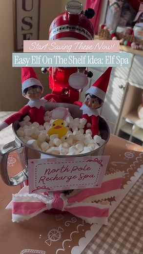 Easy On The Shelf Idea: Elf Spa! Save this idea now for Christmas and make Elf season extra magical for your kids without the stress. COMMENT MAGIC and I’ll DM this printable to recreate it! Plus you’ll also need: Bowl for the elf to relax and mini marshmallows Follow along as I start to share easy, cute Elf ideas all season long. Drop your Elf ideas below so we can share the magic! PS #momhack our elf does NOT tell Santa if we’ve been naughty or nice, instead the elf helps me with our activitie