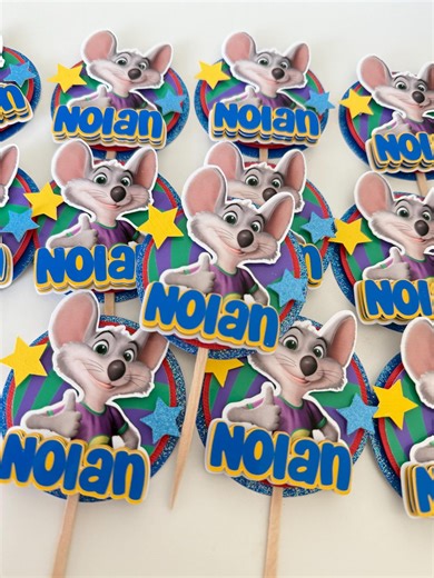 Chuck E Cheese Cupcake Toppers, Cake Topper, Chuck E Cheese Party Decorations, Chuck E Cheese Party Favors, Custom Name - Etsy