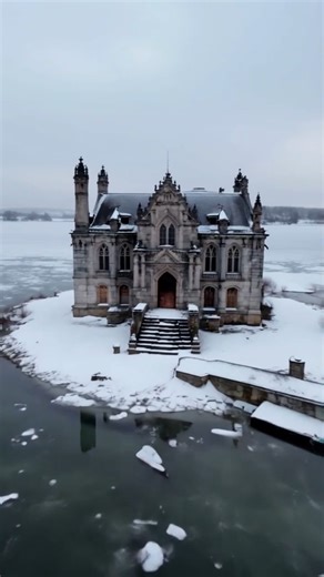 The Abandoned Mansion of Frozen Promises! In the middle of a frozen lake stands a mansion that once echoed with dreams, but now only whispers sorrow. Built in 1902 by French architect Levin Morris, it was a gift for his beloved wife, Ellie. They had fallen in love while traveling through Europe and decided to settle in this quiet part of the world, surrounded by nature. The mansion had everything—hand-carved stone walls, tall towers, and even a bridge that connected it to the mainland. It was me