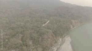 "The Beatles ashram" in Rishikesh, India, 4k aerial ungraded/flat