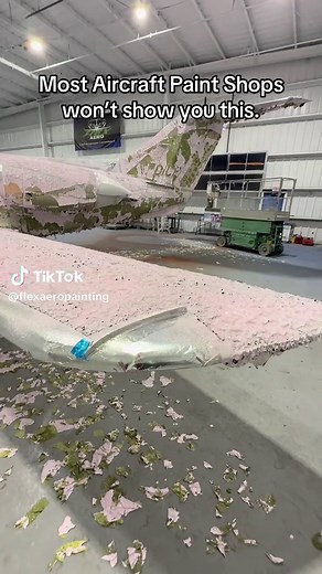 Most people only see the shine. They don’t see this. Full chemical strip using Cee-Bee E-3000. Controlled dwell time. Complete removal. Because you don’t repaint over problems. You remove everything. Inspect. Then rebuild it right. This is the Flex Aero way. No shortcuts. Ever. Follow for real aviation. #flexaeropainting #flexaeroperformance #aircraftpainting #realaviationpainting