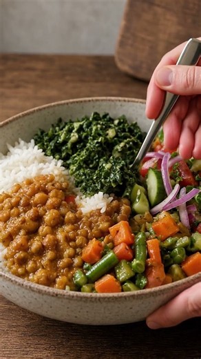 Plant-Based Lentil Bowl 🌱 #healthybytes #foodshorts #viralrecipe