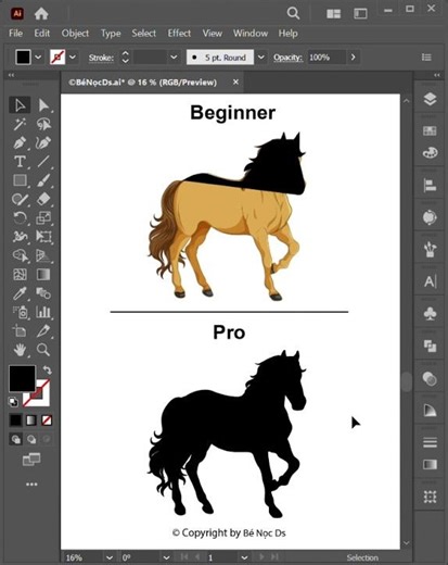 Illustrator Tutorial 2026 | How to make a horse silhouette in Illustrator #benocds #illustrator