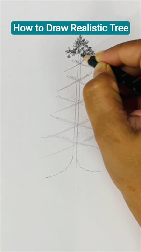 Easy realistic tree drawing Technique | Tree Drawing | Art | Tree | #art #treedrawing #ytshorts
