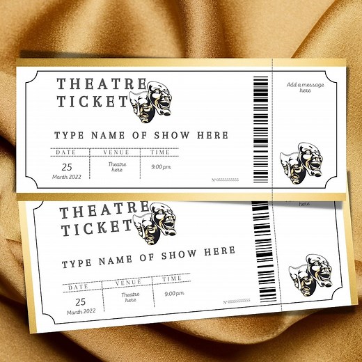 Editable Theatre Ticket Template, Custom Theatre Ticket Gift, Printable Theatre Tickets Gift Idea, Customisable Event Ticket, PGC-45 - Etsy