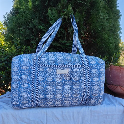 Handmade Quilted Duffle Bag, Soft Cotton Travel & Weekend Bag, Stylish Overnight Carry On - Etsy