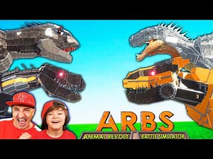 Indominus Rex, Scorpius Rex, and robot dinosaurs in Animal Revolt Battle Simulator