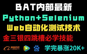 BAT内部最新Python Selenium Web自动化测试技术教程，软件测试 自动化测试 备战金三银四跳槽季，必学技能，学完暴涨20K 