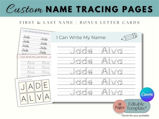 Custom Name Tracing Worksheet | Preschool Handwriting Practice Template | Beginning Writing Practice | Personalized Preschool Name Worksheet - Etsy