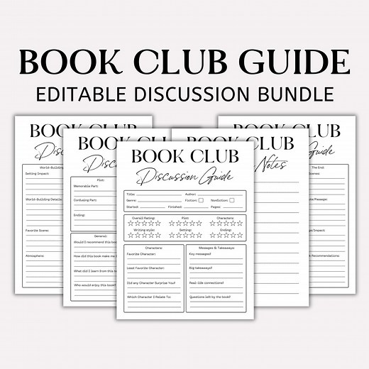 Editable Book Club Discussion Guide, Book Review Guide, Book Club Questions, Book Club Notes, Book Club Discussion Bundle - Etsy