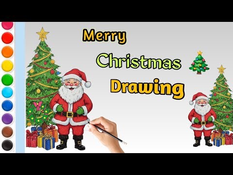 Merry Christmas Drawing Easy || Santa Claus Drawing || Christmas Tree