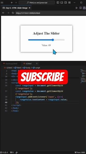 simple Range Slider using Html, CSS and JS #coding #python #frontendcourse #webdevelopment #htmlpro