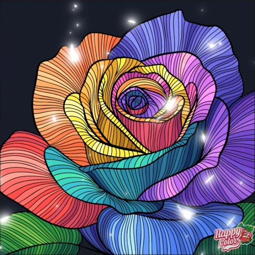 Colour with me beautiful rose in Happy Colour App.