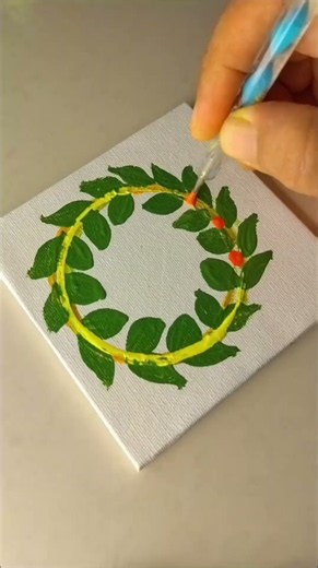 Hand-Painted Leaf Wreath ❤️#Shorts #Pinteresty #AcrylicPainting#explore #ytshorts #youtube