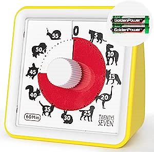 Countdown Timer 3 inch; 60 Minute 1 Hour Visual Timer - Classroom Teaching Tool Office Meeting, Countdown Clock for Kids Exam Time Management - Yellow