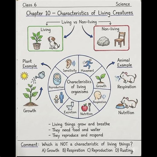 Class-6|chapter-10Science Characteristics of living creatures #scienceshorts #class6 #generalscience