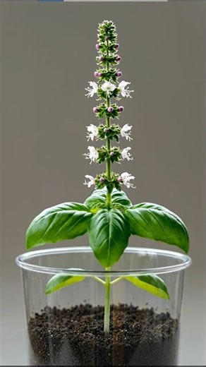 Basil Plant Growing in a Transparent Pot | Flowering Timelapse