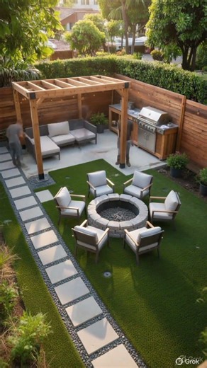 Empty Backyard to Dream Outdoor Kitchen & Seating Area 🔥 | Amazing Backyard Transformation #shorts