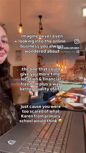 imagine seeing someone from that online business you nearly started… years later living their dream life location, financial & time freedom they left their 9-5 they’re building an income that can set them up for life doing all the things they set out to do they don’t have to worry any more bout if their paycheck will cover them just about travelling from place to place and you never started or even looked into it just cause you were too scared to do a bit of posting online and feeling a little u