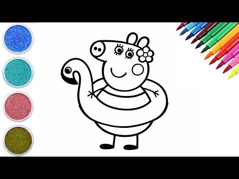 Cute Peppa Pig Swimming Drawing 🏊‍♀️🐷 | Easy Cartoon Drawing for Kids
