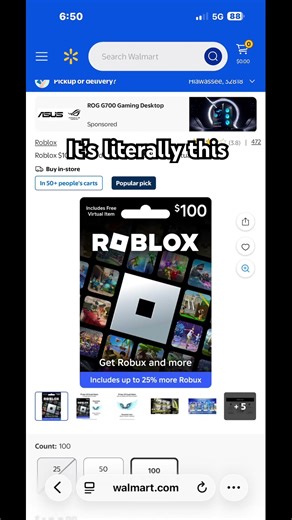 Robux gift card literally be like