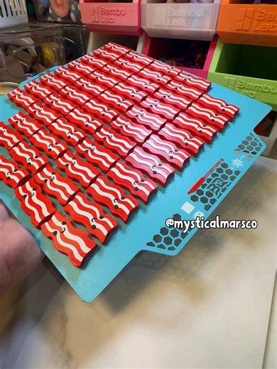 our first ever clicker blind box is happening - and we've got bacon! these will only be available in our blind-boxes. STL marie's button #3dprinting #topekaks #fidgets #fidgettoy #clicker #sensorytoy #keyboardswitches #buttons