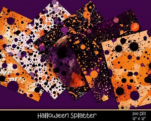 Halloween Splatter Abstract Digital Papers - 20 Seamless Patterns, Instant Download, Scrapbooking, Backgrounds, Wallpaper, Commercial Use - Etsy