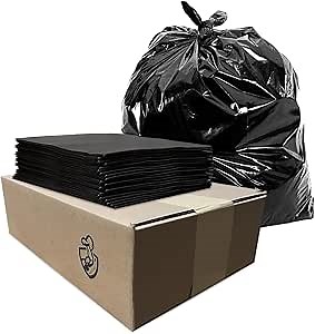 Generic 100-Pack 55-60 Gallon Trash Bags - 2 Mil - Black -Heavy Duty- Ideal for Kitchen, Commercial, Building, Bathroom, Outdoor, Hotel, Property - Made in the USA-18100
