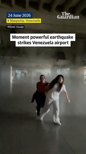 Moment powerful earthquake strikes Venezuela airport
