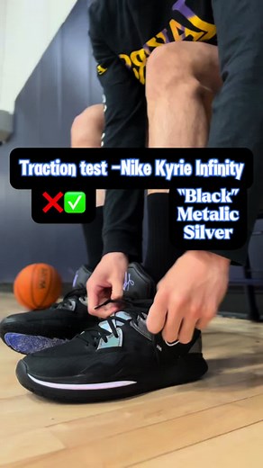 #Traction_test ❌✅🔊 (Nike Kyrie Infinity-Black Metalic Silver) #basketball #sneakers #hoopkicks #indoorhoopshoes #nba #kyrieirving