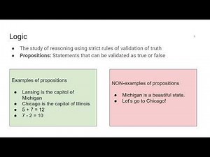 Screencast 2.1: Logical propositions