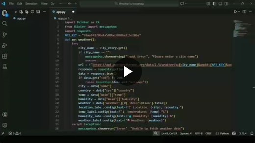 #python #weatherapp #vertexdevelopment #internship2025 | Gudipudi Lakshmi Prasanna