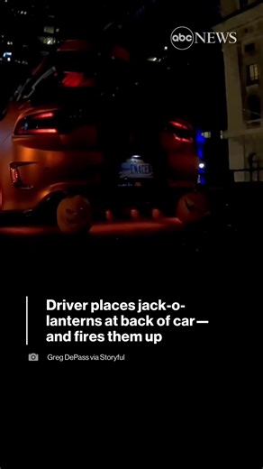 A driver kicked off Halloween weekend by adding jack-o'-lanterns to the back of his car—and making them look like they breathe fire. https://abcn.ws/3DhAcrX | ABC News