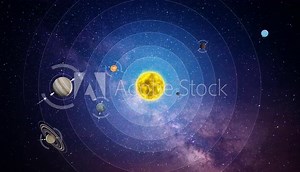 Solar system 3D render, Planet rotation trajectories, 3D Infographics, Solar system planets, Universe, Sun, Mars, Jupiter, Saturn, Venus, Mercury, Uranus, Neptune, Pluto